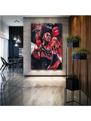 SML Tablo Nba Michael Jordan Art Chicago Bulls Basketbol.Png Kanvas Tablo