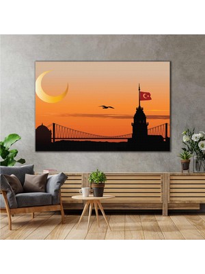 SML Tablo İstanbul Boğazı Kız Kulesi Gün Batımı Turkiye Kanvas Tablo