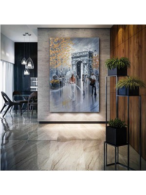 SML Tablo Dantel Şemsiyeli Gelinlikli Kadın Romantik Sokak Aşk Love Müzik Şehir Dekoratif Kanvas Tablo