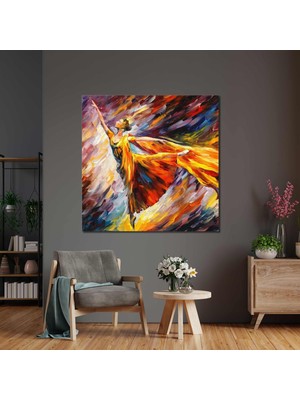 SML Tablo Dans Eden Elbiseli Kadın Renkli Art Modern Sanat Woman Dans Müzik Dekor Kanvas Tablo