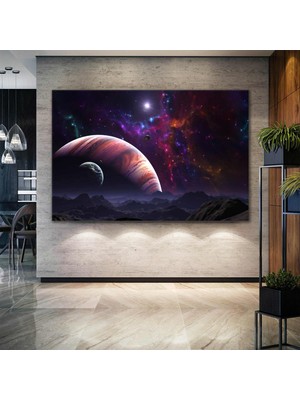 SML Tablo Uzay Galaksi Gezegen Kozmos Samanyolu Yıldızlar Kanvas Tablo