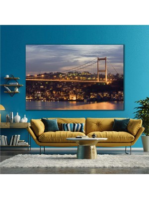 SML Tablo İstanbul Boğaz Köprüsü Manzara Işık Kanvas Tablo