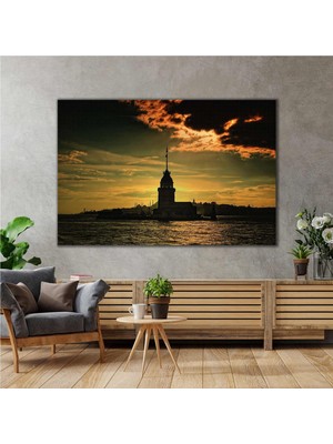 SML Tablo Kız Kulesi İstanbul Boğazı Manzarası Kanvas Tablo