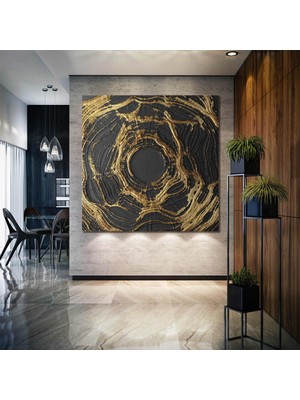 SML Tablo Soyut Sanat Altın Gold Dekoratif Abstract Modern Kanvas Tablo