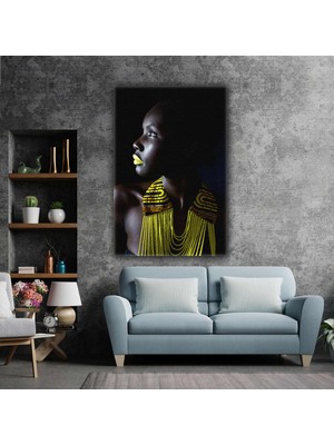 SML Tablo Afrikalı Kadın Model Etnik Kıyafet African Girl Kanvas Tablo