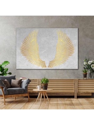 SML Tablo Altın Melek Kanatları Dekorasyon Gold Moder Sanat Kanvas Tablo