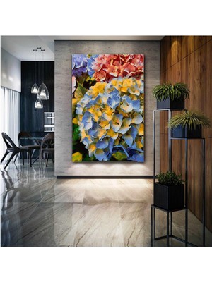 SML Tablo Doğa Manzara Yağlı Boya Efektli Renkli Çiçekler Kanvas Tablo