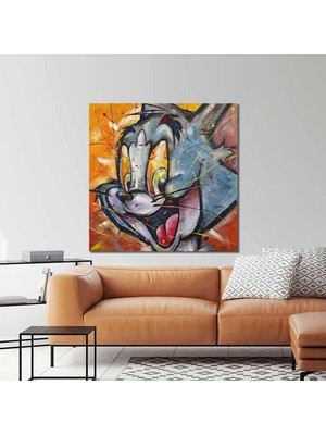 SML Tablo Tom Ve Jerry Çizgi Film Kedi Soyut Karakter Art Çocuk Odası Dekoratif Kanvas Tablo
