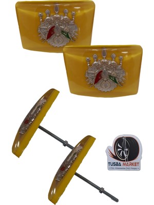 Tusba Market Osmanlı Tuğrası Logolu Oto Panjur Arması Vidalı | 3D Oto Ön Tampon Panjur Arma | 2'li Set