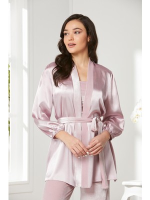 Pierre Cardin  Kadife Saten 3'lü Kadın Crop'lu Pijama Takımı - 2050