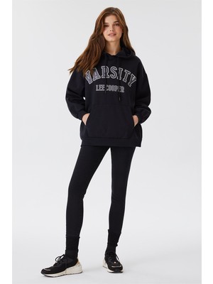 Lee Cooper Carla Kadın Kapüşonlu Sweatshirt Siyah