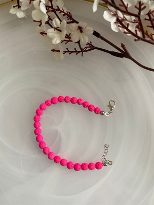 Pelved Design Pembe Lav Taşı Doğal Taş Bileklik