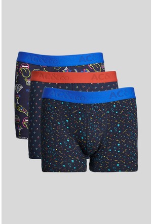 Dominik Erkek Pamuklu Boxer Külot İç Çamaşırı Çıtçıtlı Keseli, Üç Çift,  Mavi Gece-kırmızı-prenses Mavi, XL : : Moda