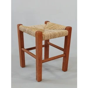 Hasır Örgülü Ahşap Tabure Ceviz 35cm  (28cmx28cm)
