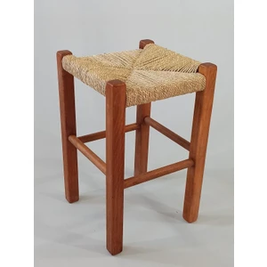 Hasır Örgülü Ahşap Tabure Ceviz 45cm (28cmx28cm)