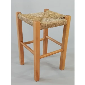 Hasır Örgülü Ahşap Tabure Natürel 45cm (28cmx28cm)