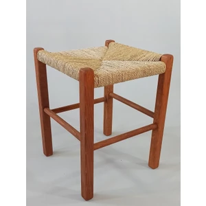 Hasır Örgülü Ahşap Tabure Ceviz 45cm (35cmx35cm)