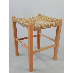 Hasır Örgülü Ahşap Tabure Natürel 45cm (35cmx35cm)