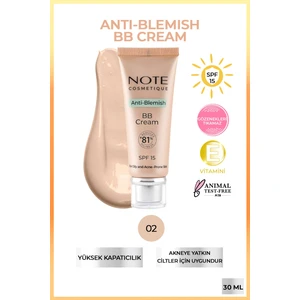 Note Cosmetics Anti-Blemish BB Cream 02 Akneye Yatkın Ciltler SPF 15 BB Krem