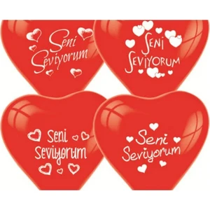 Çıtı Pıtı Store Seni Seviyorum"baskılı 12" Kırmızı Kalp Balon