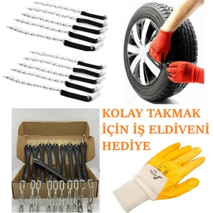 Kar Zinciri Yeni Nesil Tak Çıkar Kaymaz Pratik Araba Araç Lastik Zinciri Takmatik Eldiven (10 Adet)