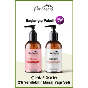 Doğal Çilek ve White Özlü Duyusal Aromaterapi Masaj Yağı Seti 150 ml