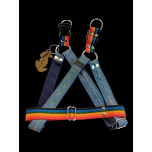 Köpek göğüs tasması orta ırk eskitme mavi kot genişlik:2,5cm göğüs ölçüsü:40-75cm ayarlamalı dog harness GT2-6