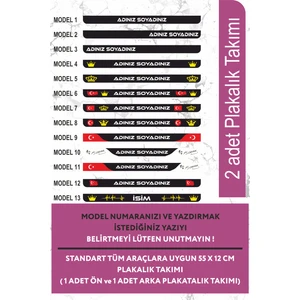 Kişiye Özel Isimli Adet Kabartmalı Takmatik Araç Logo Plakalık