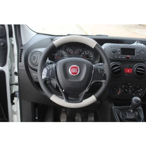 Fiat Linea Uyumlu Dikmeli Direksiyon Kılıfı Çift Renk Gri-Siyah A++Kalite