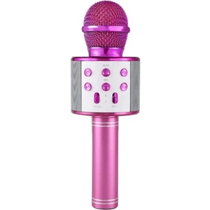 WS-858 Karaoke Mikrofon Bluetooth, Usb, Hafıza Kartı ve Aux Girişli Pembe Renkli Taşınabilir