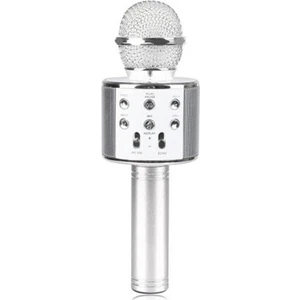 WS-858 Karaoke Mikrofon Bluetooth, Usb, Hafıza Kartı ve Aux Girişli Gri Renkli Taşınabilir