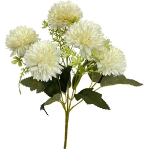 Yapay Çiçek Krizantem Kartopu Beyaz 5 Kafalı Demet Cipsolu