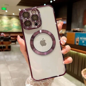 M.TK Moveteck Apple iPhone 14 Pro Kılıf Kamera Çıkıntılı Korumalı Derin Mor Manyetik Magsafe Şarj Uyumlu Case