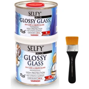 Selfy Decor Glossy Glass 500+250 gr Sıvı Cam, Rich 2000 Zemin Fırça No.1.5  Banyo, Mutfak, Tezgah
