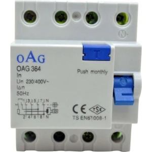 Oag 4 x 40a 300ma 4 Kutuplu Kaçak Akım Rölesi