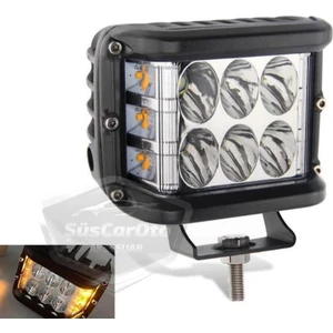 ŞüsCarOto Aksesuar Off Road LED Lamba Delici Yayıcı Beyaz Turuncu Flaşlı Kare Sis Farı Projektör 45W 12 LED Metal Arazi Çalışma Lambası 1 Adet