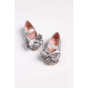 Le Mabelle Gümüş  Fiyonklu Simli Kız Çocuk Ayakkabı