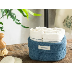 English Home Quadro Pamuklu 4'lü Havlu Setı 30 x 40 cm Kobalt Mavi-Ekru