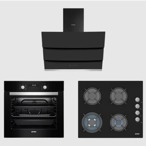 8 Fonksiyon 60 Lt Siyah Turbo Ankanstre Set ( 7327 Fırın + 3508 Ocak + 8678 Davlumbaz)