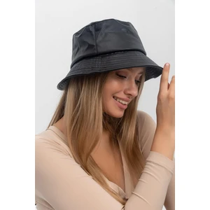 Saria Moda Deri Siyah Bucket Şapka