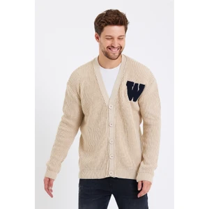 Cool Tarz Erkek Vizon Düğmeli Nakışlı Rahat Kalıp Triko HIRKA-HRK8169R03S