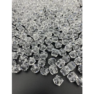 Hedef Bijuteri 100GR 12MM Şeffaf Renk Küp, Kübik Model Akrilik Boncuk,takı ,çanta Boncuğu (100GR,~110 Adet)