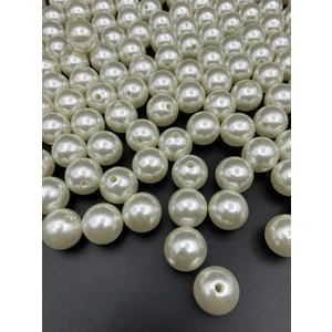 Hedef Bijuteri 100GR 18MM Krem Renk Lüks / Lüx Kaplama Plastik Inci Boncuk Çanta,takı Boncuğu (100GR,~33 Adet)