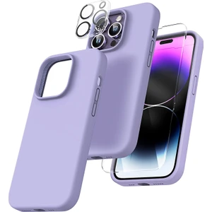 Iphone 14 Pro Max Lansman Silikon Içi Kadife Telefon Kılıfı Ekran Koruyucu Kamera Koruyucu 3lü Set