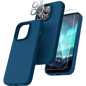 Iphone 14 Pro Max Lansman Silikon Içi Kadife Telefon Kılıfı Ekran Koruyucu Kamera Koruyucu 3lü Set