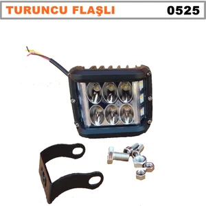 LED Bar Off Road Delici 6 LED Beyaz Işık - Turuncu Flaşlı - Siyah Çerçeve 1 Adet - Dönmezotoaksesuar