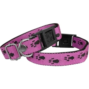 Köpek Tasması Patili Dokuma 2 cm - Min: 30 cm - Max: 50 cm Koyu Pembe