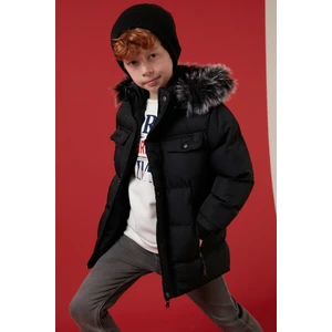 Içi Peluş Astarlı Çıkarılabilir Kapüşonlu Şişme Mont Erkek Çocuk Mont 5760023