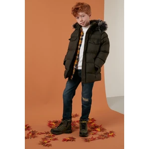 Içi Peluş Astarlı Çıkarılabilir Kapüşonlu Şişme Mont Erkek Çocuk Mont 5760023