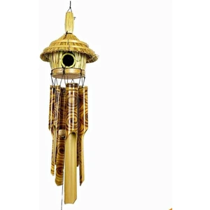 Dünyadan Hediyeler Hasır Kuş Yuvalı Bambu Rüzgar Çanı 45 cm